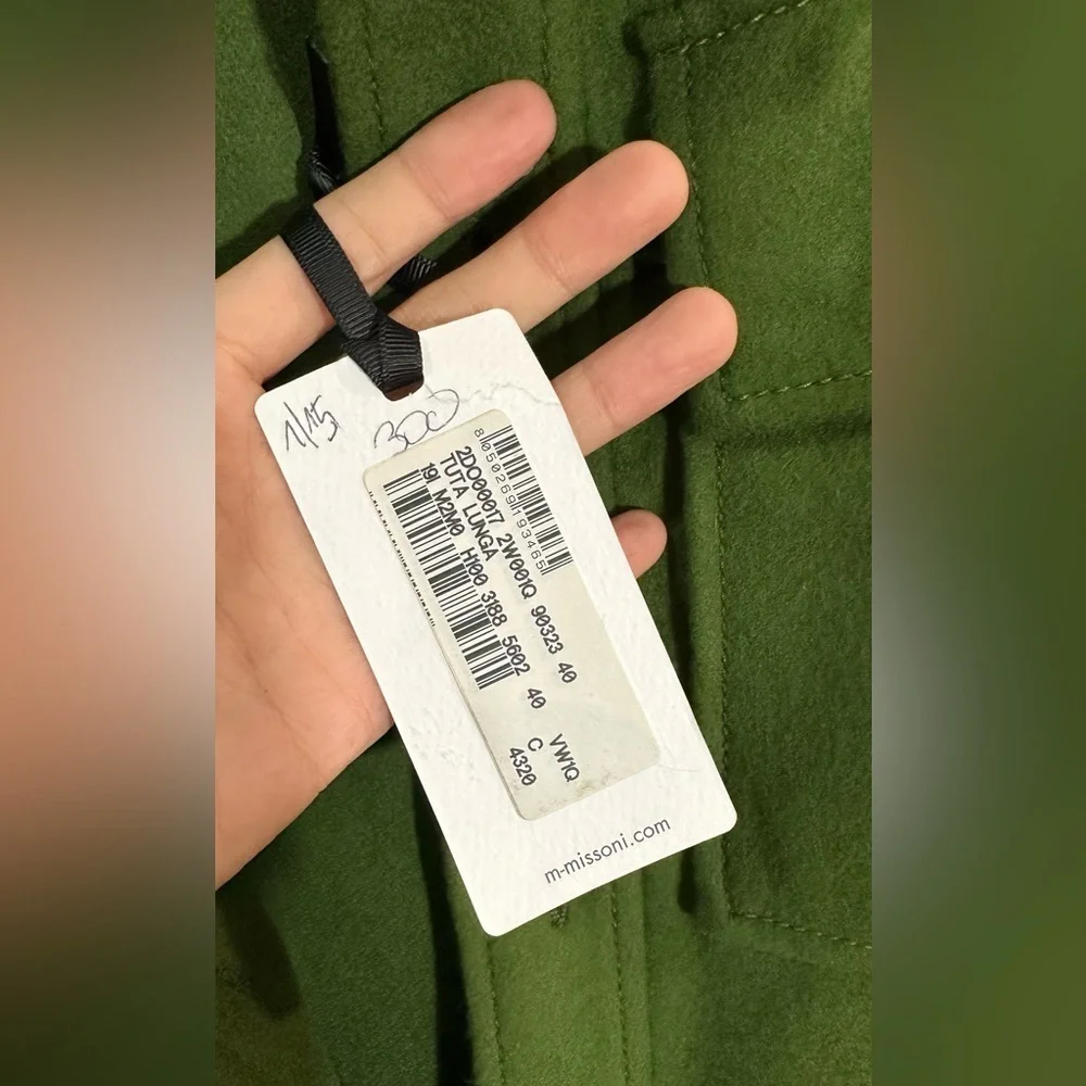 NWT M Missoni Fleeced Wool Blend Green Long Sleeve Jumpsuit IT 40 (US 4) - Picture 6 of 14